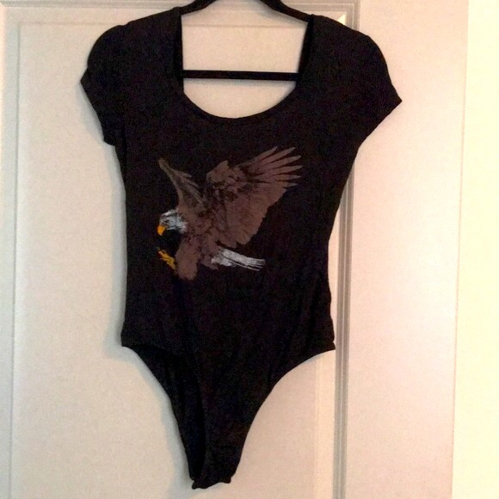 Project Social T eagle graphic body suit, low back, size small